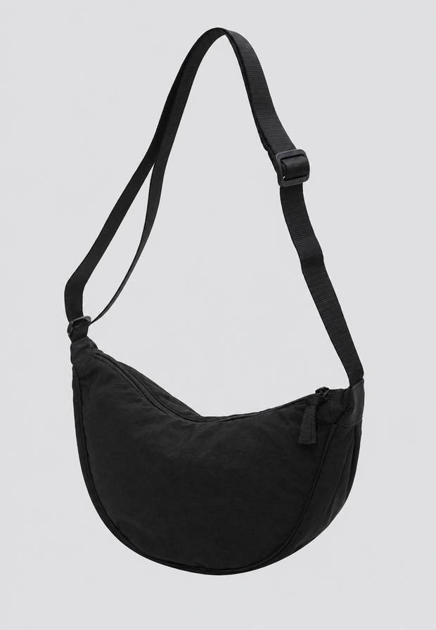 Nylon-Umhängetasche für Damen in Halbmondform mit verstellbarem Riemen – Camille
