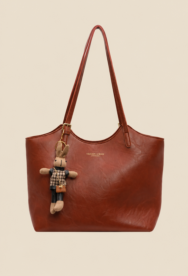Sac cabas femme en cuir végétal avec pendentif