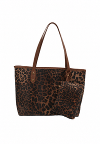 Sac cabas femme imprimé léopard à anses longues