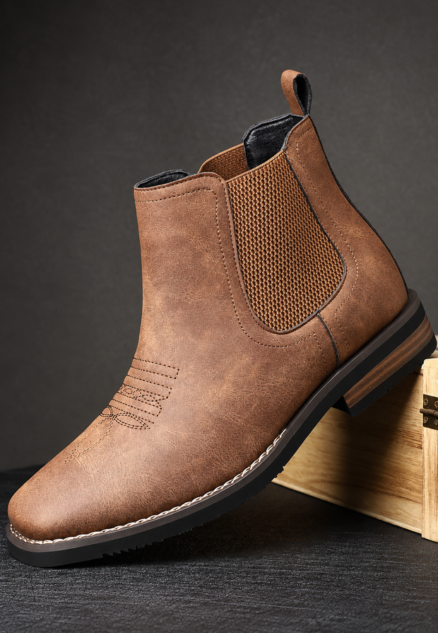 Bottines homme effet cuir à élastiques latéraux - Eirik