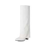 Hohe Damenstiefel mit breitem Schaft und Blockabsatz – Yvette