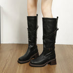 Hohe Biker-Stiefel für Damen mit Schnallen und Plateau – Danica