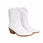 Cowboystiefel für Damen, mittelhoch, bestickt, mit breitem Absatz – Helga