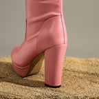 Damenstiefel mit Plateau und Blockabsatz, mittelhoch – Sabine