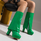 Damenstiefel mit Plateau und Blockabsatz, mittelhoch – Sabine