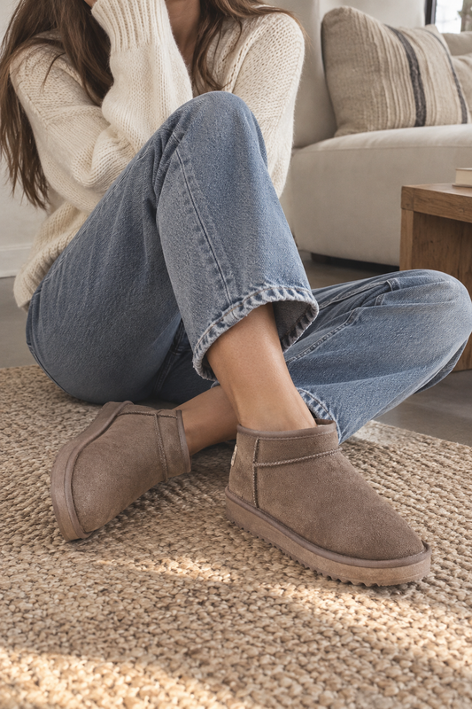 Flache Winterstiefeletten in Wildlederoptik – Nolia