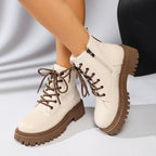 Schnürstiefeletten für Damen mit Track-Sohle und seitlichem Reißverschluss – Kaja