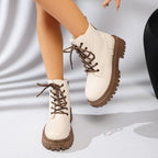 Schnürstiefeletten für Damen mit Track-Sohle und seitlichem Reißverschluss – Kaja
