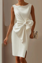 Damen Elegantes Midi Kleid Tailliert Schleife Ärmellos – Ailbhe