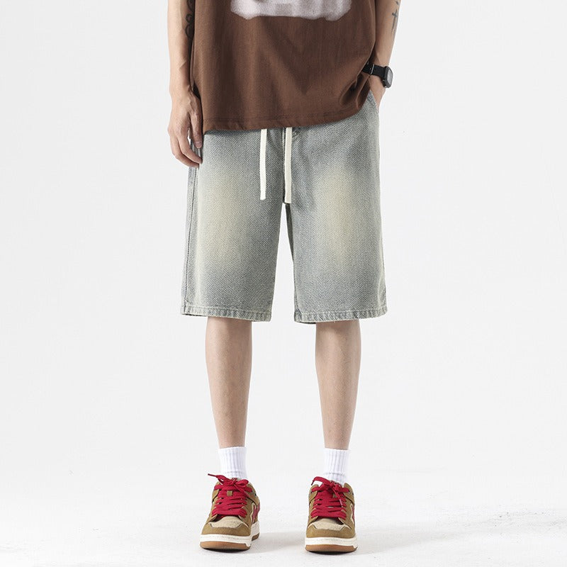 Gewaschene Denim-Shorts für Männer mit Baggy-Style - Matias