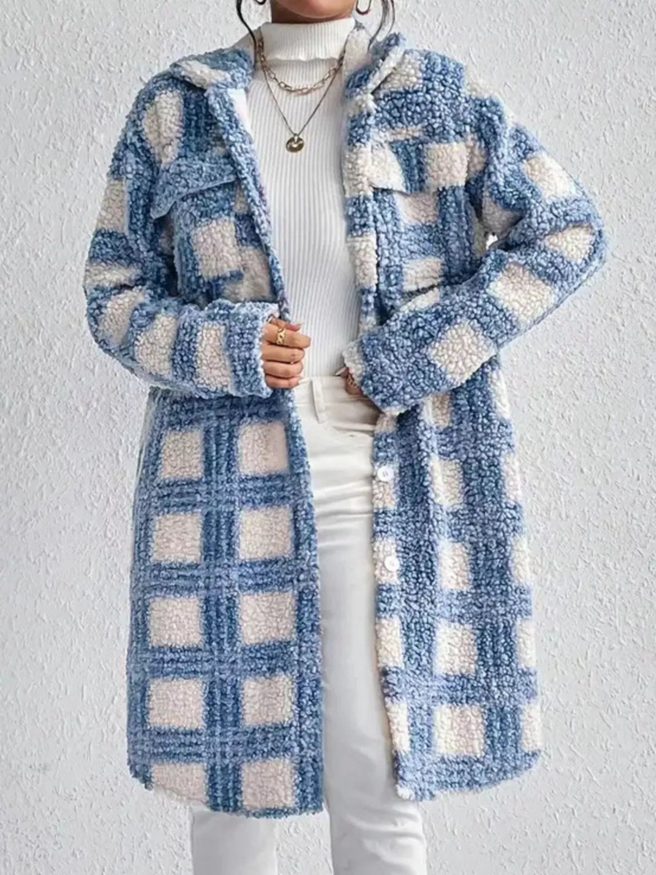 Langer Mantel mit Boule-Muster für Damen - Sereane