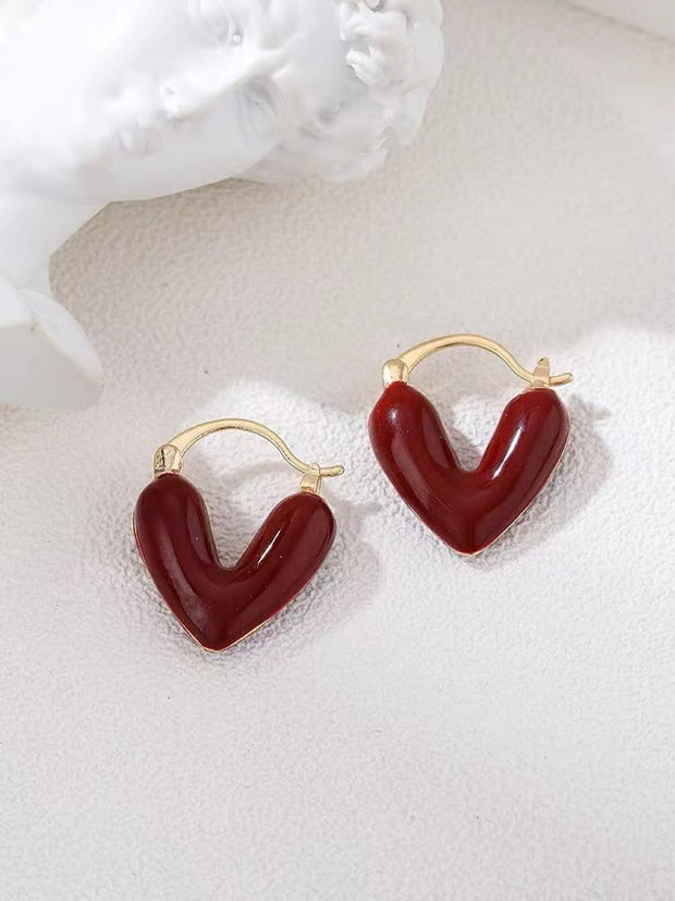 Bijoux pour femmes Boucles d'oreilles cœur émaillé