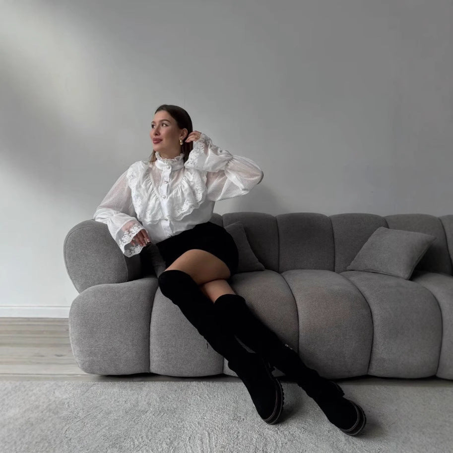 Damen Chiffonbluse mit Rüschen - Margarethe