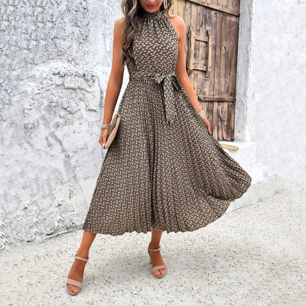 Sophia - Robe sans manches à la mode et élégante pour femme, ajustée à la taille