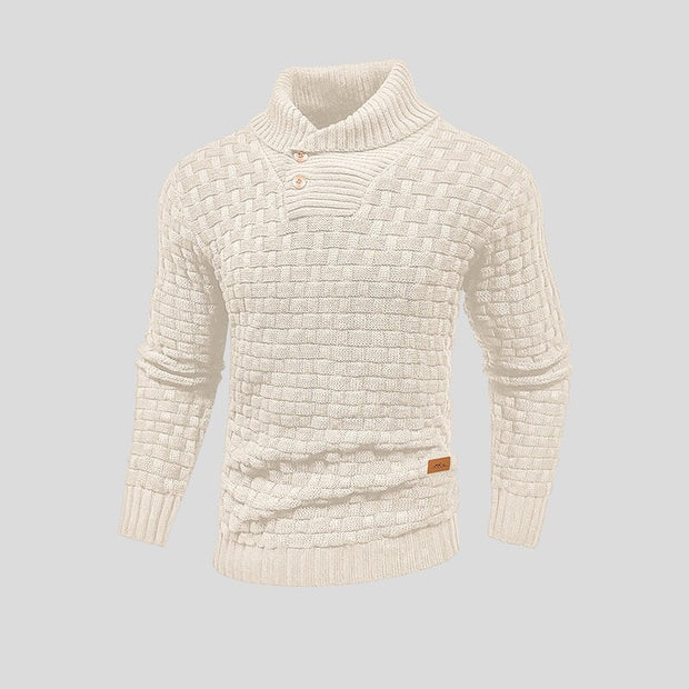Pull en maille à col roulé boutonné pour homme - Keldor