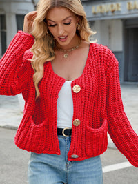 Arleth - Cardigan à col rond avec boutons et poches