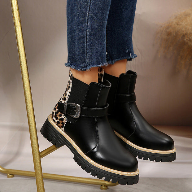 Damen-Stiefeletten mit Leopardenmuster - Elviora