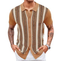 Lässiges Jacquard-Poloshirt mit vertikalen Streifen für Herren - Marcelo