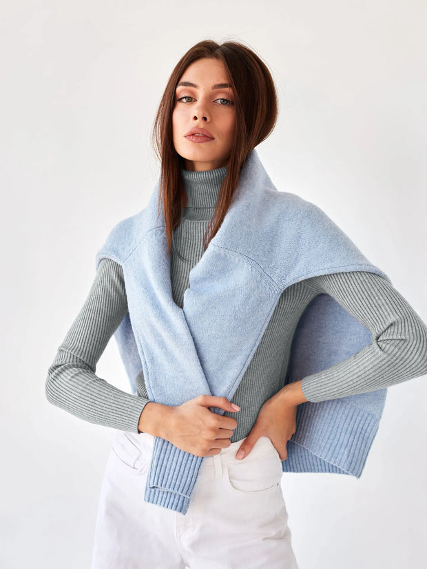 Pull femme col roulé en maille côtelée ajustée - Nélida