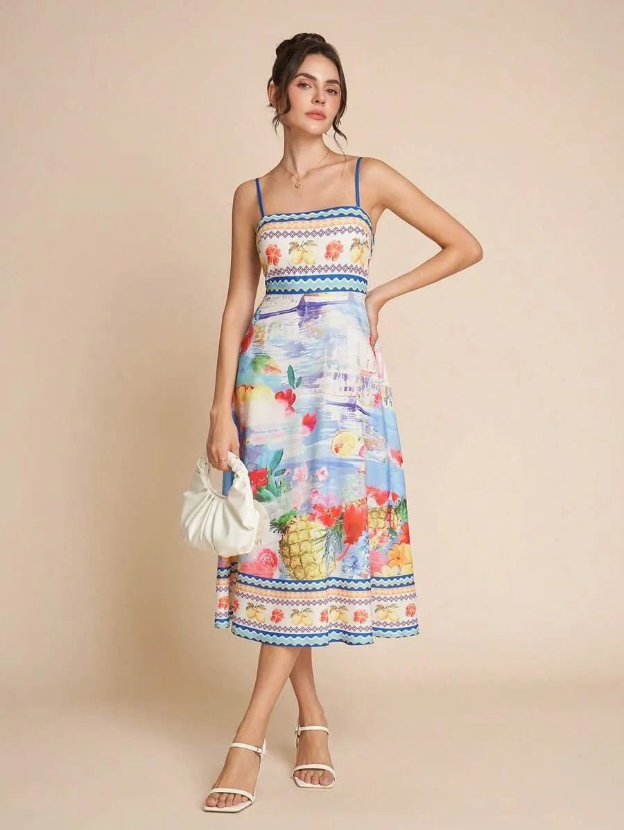Midikleid mit Blumendruck für Damen - Mirela