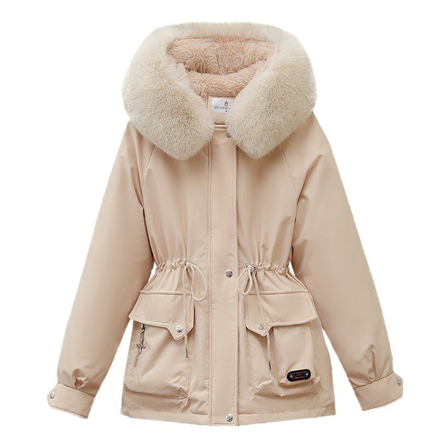 Manteau matelassé pour femme avec col en fourrure synthétique - Mirela