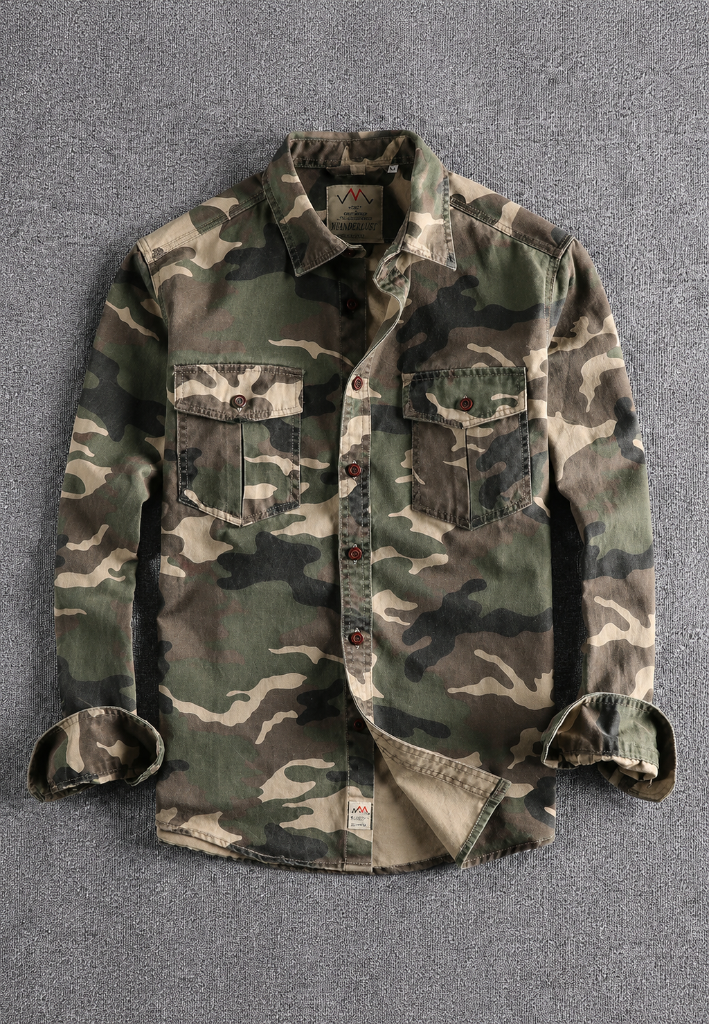 Herrenhemd im Camouflage-Look mit langen Ärmeln und Brusttasche – Orsen