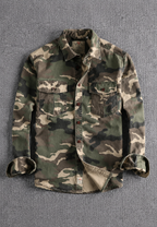 Herrenhemd im Camouflage-Look mit langen Ärmeln und Brusttasche – Orsen
