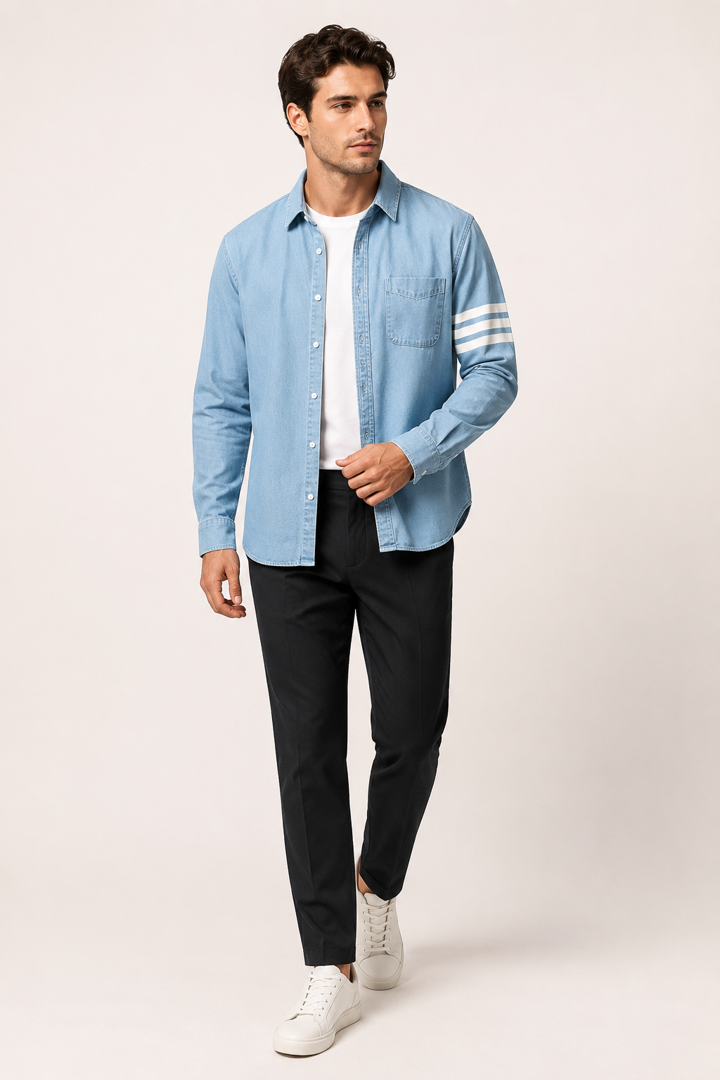 Langärmliges Herren-Jeanshemd mit Tasche – Lennart