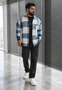 Chemise homme à grands carreaux, manches longues, poche poitrine - Tristán