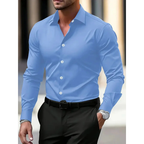 Herrenhemd mit langen Ärmeln, Slim Fit, klassischer Kragen – Heinrich