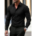 Herrenhemd mit langen Ärmeln, Slim Fit, klassischer Kragen – Heinrich