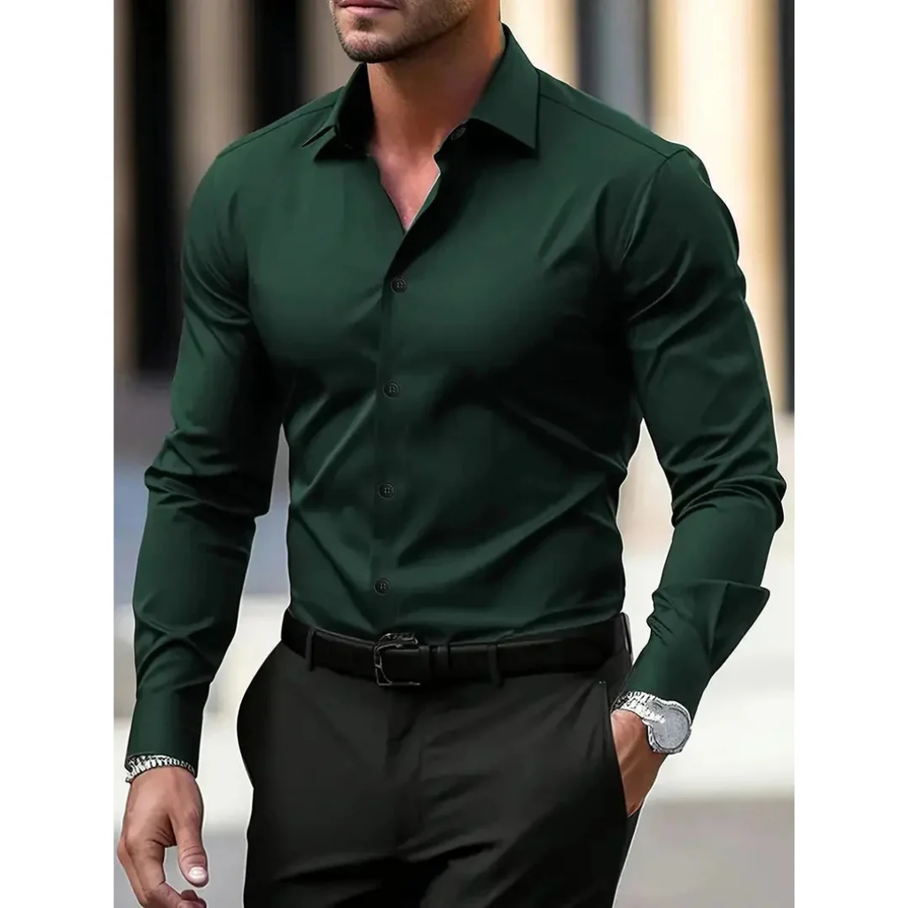 Herrenhemd mit langen Ärmeln, Slim Fit, klassischer Kragen – Heinrich
