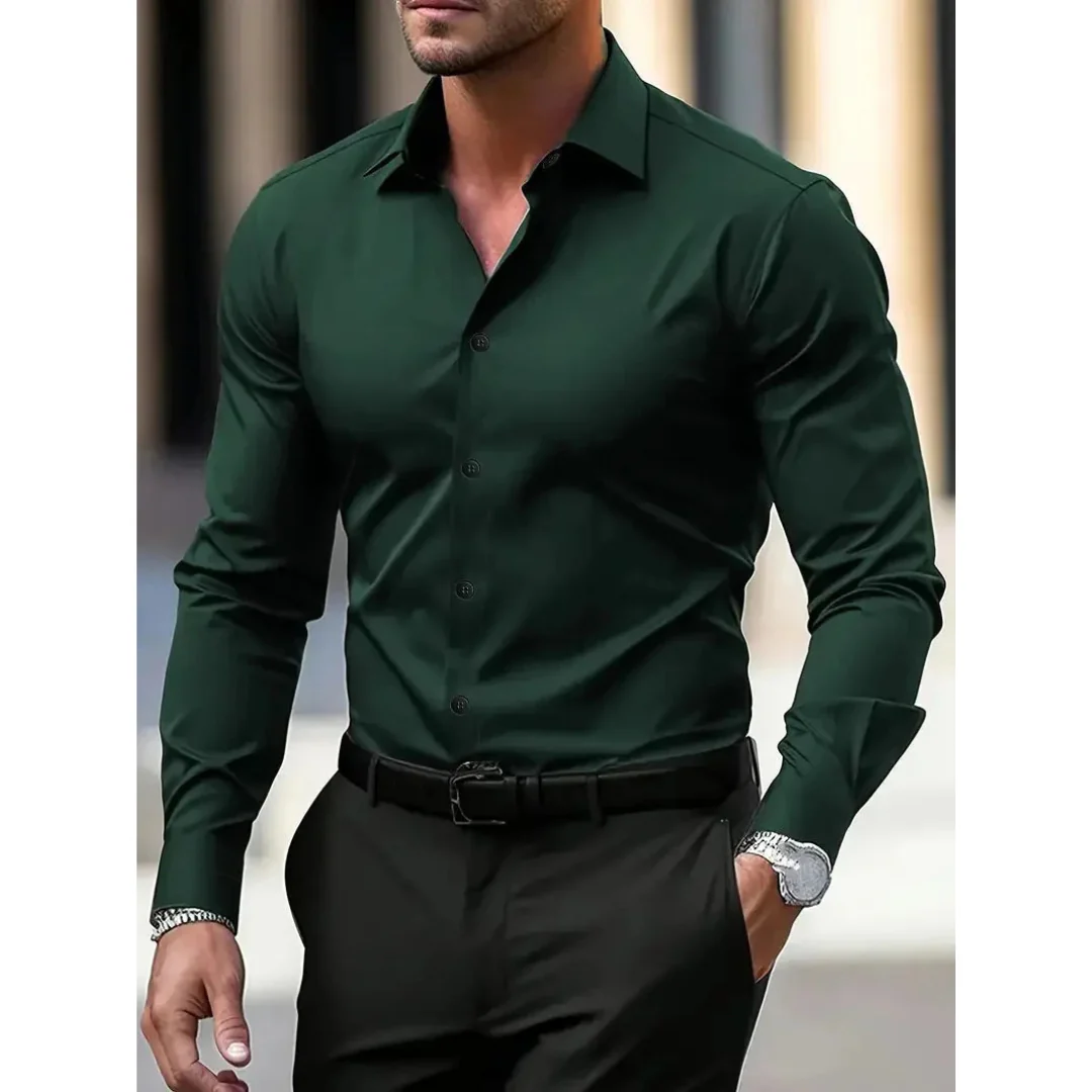 Herrenhemd mit langen Ärmeln, Slim Fit, klassischer Kragen – Heinrich