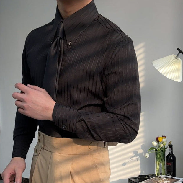 Chemise à manches longues à rayures texturées - Matteo