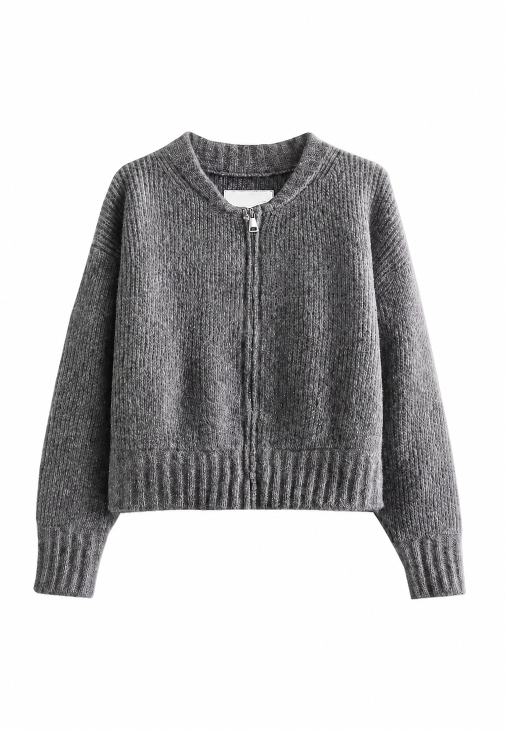 Lockere Strickjacke mit Rippmuster und Reißverschluss vorne – Hanne
