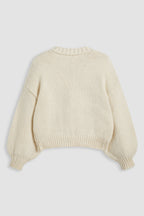 Lockerer Strickcardigan mit V-Ausschnitt und Kirschapplikationen – Frieda