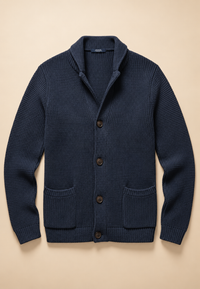 Cardigan homme à boutons, col Perkins, maille texturée, poches - Cedric
