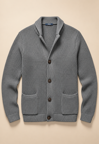 Cardigan homme à boutons, col Perkins, maille texturée, poches - Cedric
