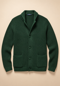 Cardigan homme à boutons, col Perkins, maille texturée, poches - Cedric
