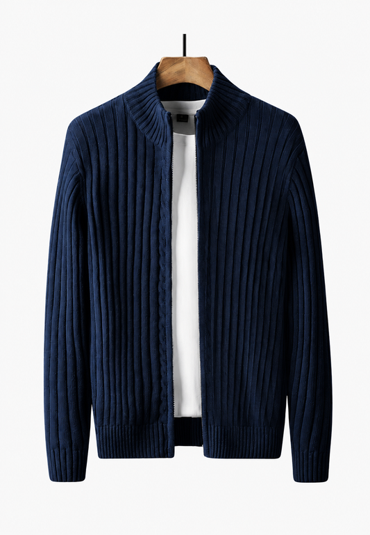 Cardigan homme à fermeture éclair sur toute la longueur et col montant - Isandro