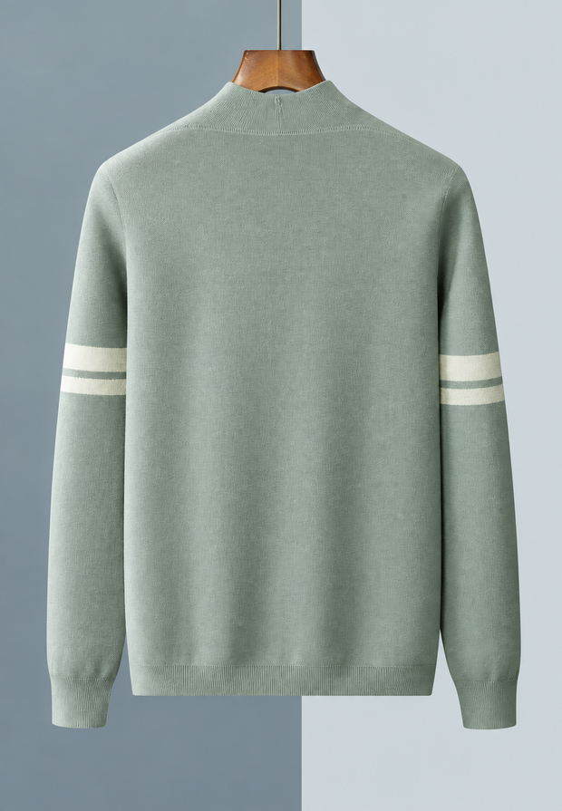 Herren-Strickjacke mit V-Ausschnitt, gestreiften Ärmeln und Knöpfen – Lennart