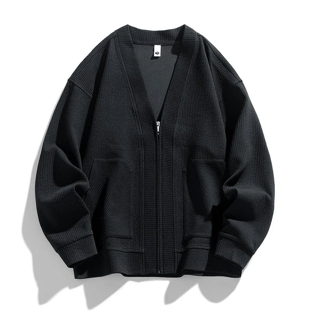 Cardigan homme en maille texturée, avec fermeture éclair et poches - Ciro