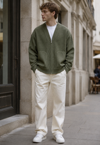 Herren-Strickjacke mit Strukturmuster, Reißverschluss und Taschen – Ciro