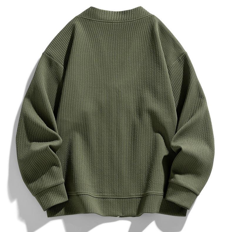 Herren-Strickjacke mit Strukturmuster, Reißverschluss und Taschen – Ciro