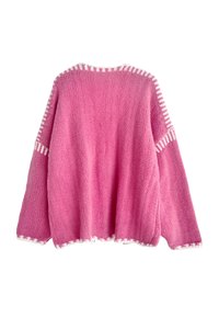 Cardigan femme ample, maille à bordures contrastées, manches longues - Selmara