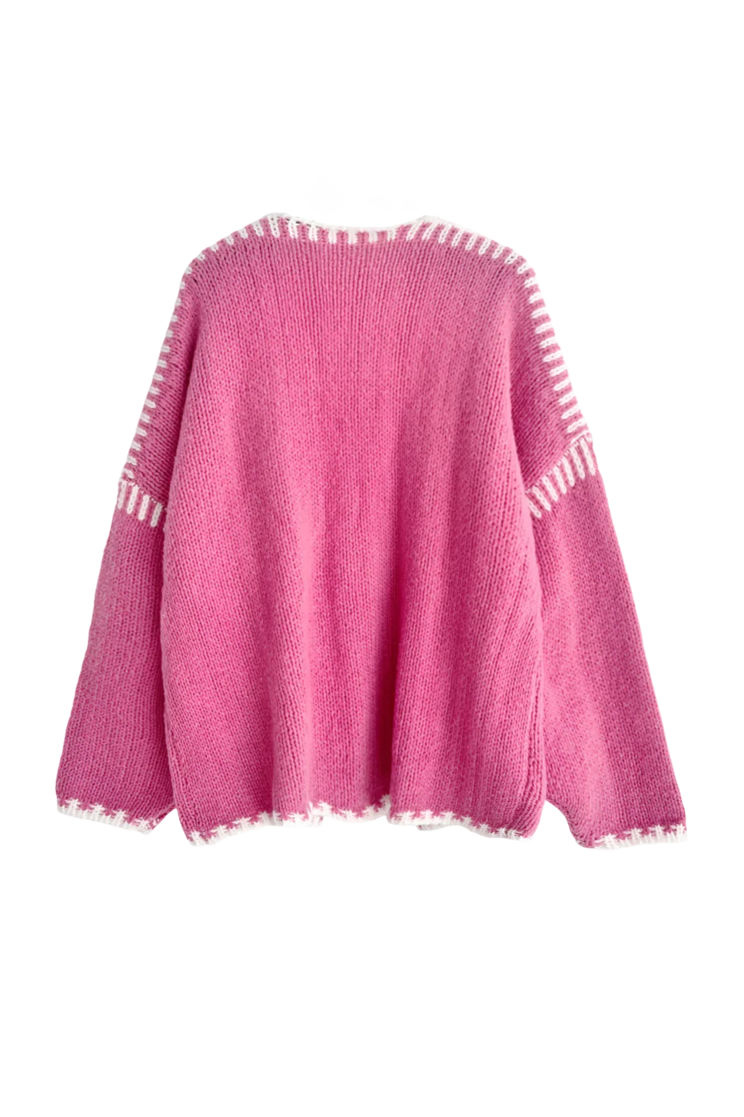 Lockere Damen-Strickjacke mit kontrastierenden Rippenbündchen und langen Ärmeln – Selmara