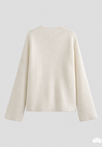 Oversize-Strickjacke für Damen, grob gestrickt, V-Ausschnitt, Knöpfe – Eilika