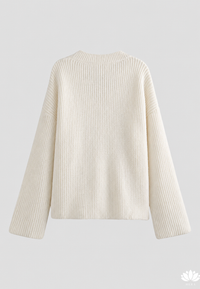Cardigan femme oversize en maille épaisse, col en V, boutons - Eilika