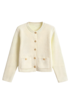 Damen-Strickjacke mit goldenen Knöpfen und Taschen – Aramilla