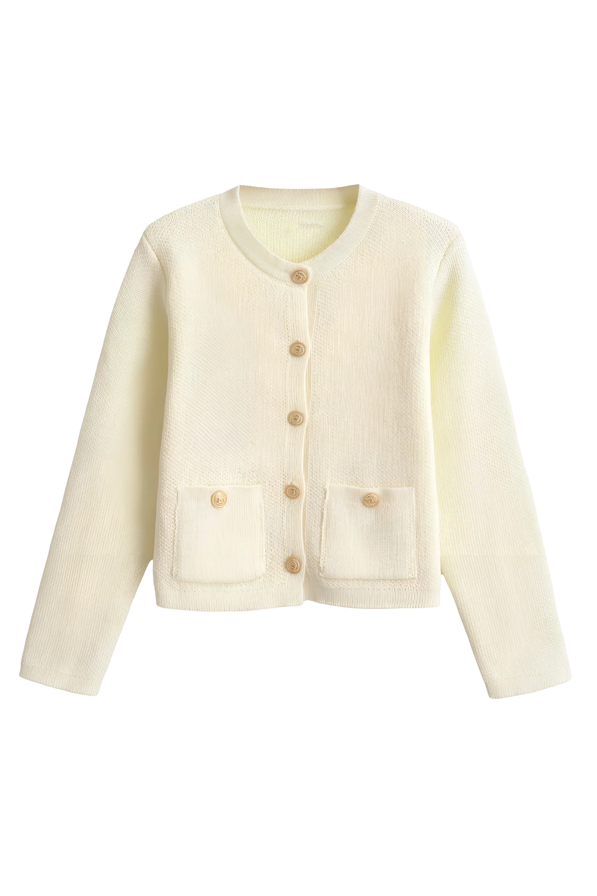Damen-Strickjacke mit goldenen Knöpfen und Taschen – Aramilla